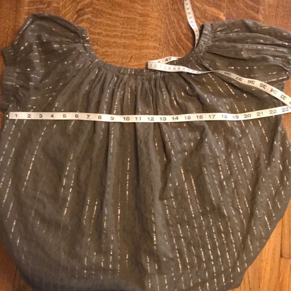 Michael Kors Green Silver Striped Button Down Top - Picture 5 of 6